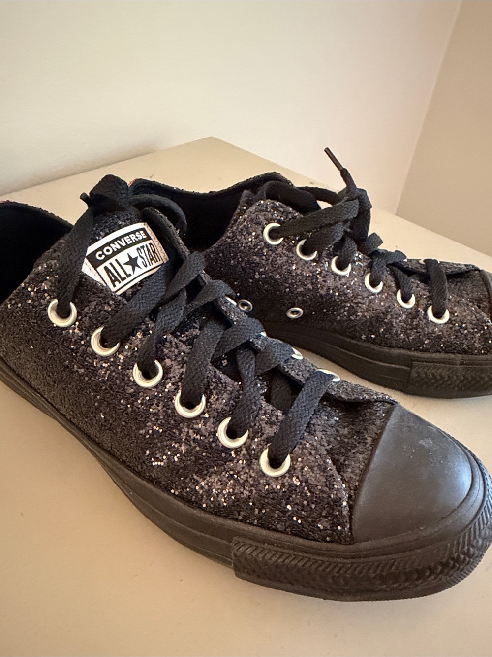 Converse Women’s Black Glitter Low Top Sneakers